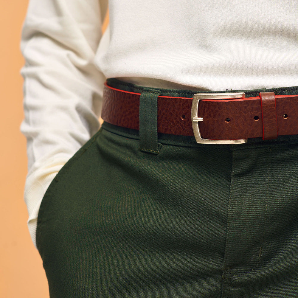 Brenta Italian Leather Classica Belt worn by person