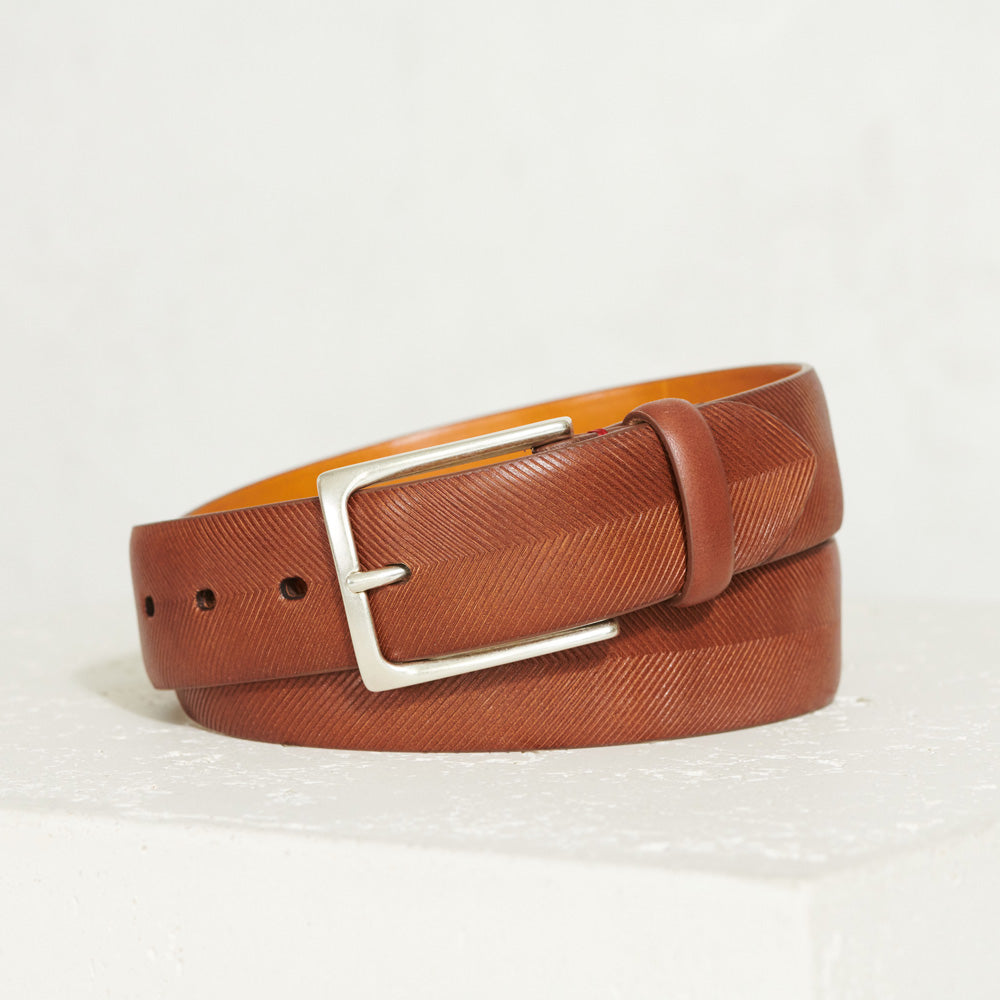 Brenta Italian Leather Sorrento Belt in Amaro