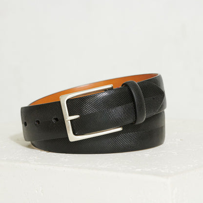 Closeup of Brenta Italian Leather Sorrento Belt in Black